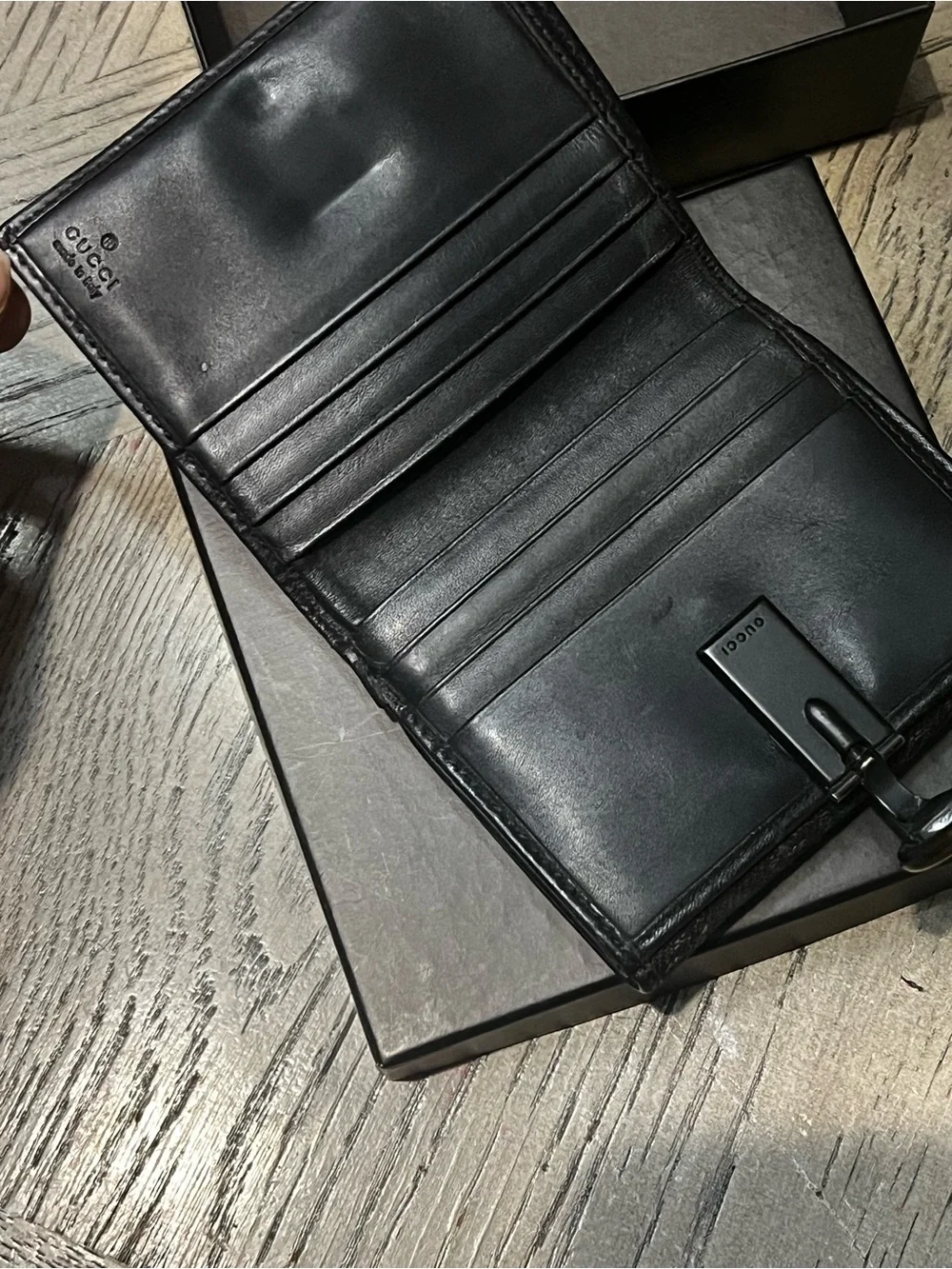 Gucci leather engraved